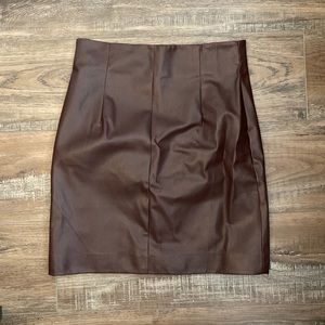 Chocolate Brown Leather Skirt